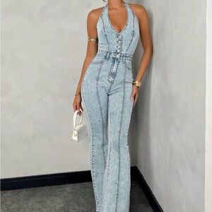 Stylish Light Blue Denim Jumpsuit